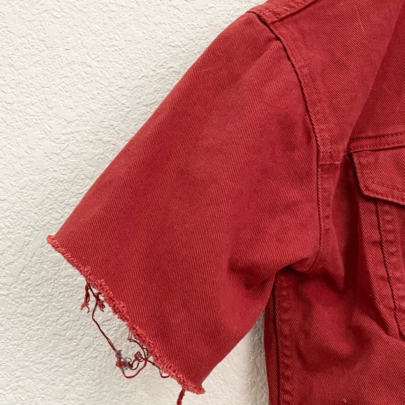 FOREVER 21 Rusty Red Customized Cropped Denim Jacket Size M - Picture 7 of 12